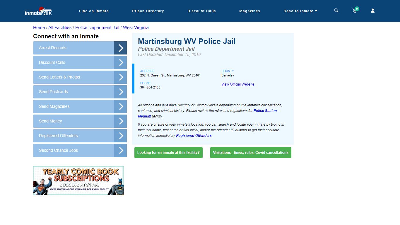 Martinsburg WV Police Jail & Inmate Search - Martinsburg, WV